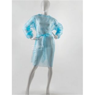 Chila, 5 шт., Чила, Халат хірургічний з манжетом на зав'язках нестерильний, блакитний