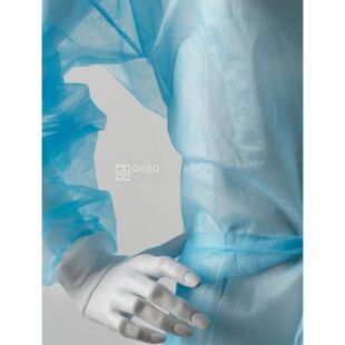 Chila, 5 шт., Чила, Халат хірургічний з манжетом на зав'язках нестерильний, блакитний