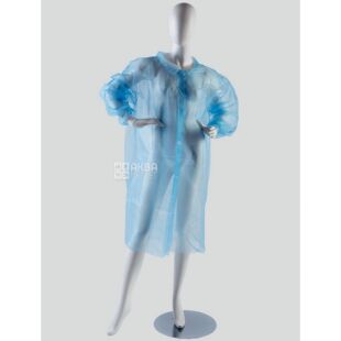 Chila, 5 шт., Чила, Халат одноразовий з манжетом на липучці нестерильний, блакитний