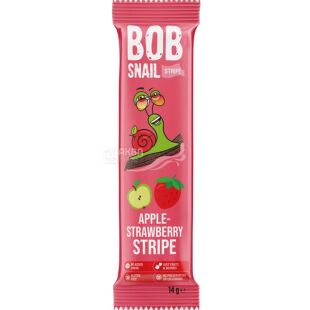 Bob Snail Stripe, 14 г, Конфета натуральная Яблоко-Клубника Боб Снейл Страйп, без сахара