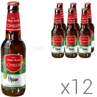 Mikki Brew Opium, Упаковка 12 шт. х 350 мл, Комбуча Міккі Брю, Опіум, скло