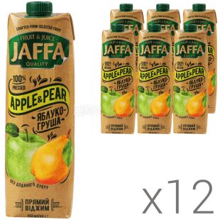 Jaffa, Упаковка 12 шт. х 0,95 л, Сік Яблуко-Груша прямого віджиму Джаффа, без цукру