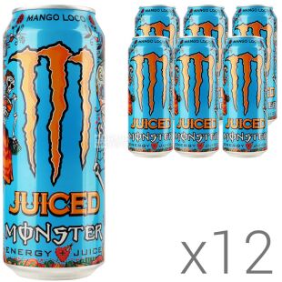 Monster Energy, Juiced, Упаковка 12 шт. х 0,5 л, Энергетический напиток с фруктовым соком
