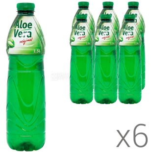 McCarter Aloe Vera, Упаковка 6 шт. х 1,5 л, Напиток негазированный с кусочками Алоэ МкКартер, без сахара, ПЭТ