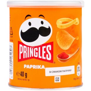Pringles Paprika, 40 г, Чипси картопляні, Прінглс паприка, в асортименті, тубус