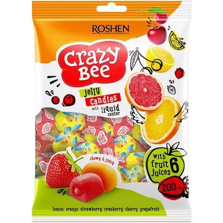 Roshen Crazy Bee, 200 г, Конфеты жевательные Бешеная Пчелка, Рошен