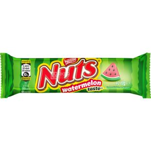 Nuts watermelon, 42 г, Натс, Батончик шоколадно-горіховий зі смаком кавуна