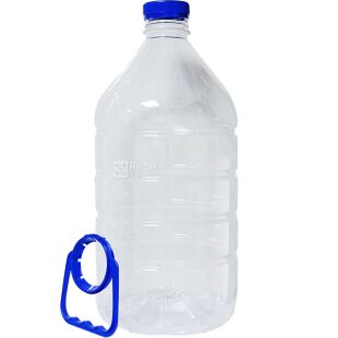 Пляшка пластикова 5л, з ручкою та кришкою, прозора