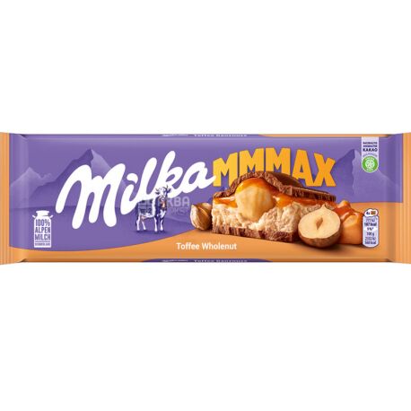 Milka, Шоколад молочный с цельным фундуком и карамелью XL, 300 г