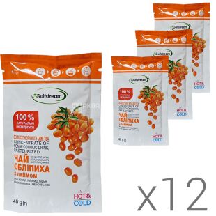 Gulfstream, Упаковка 12 шт. х 40 г, Гольфстрім, Чай-концентрат Обліпиха з лаймом