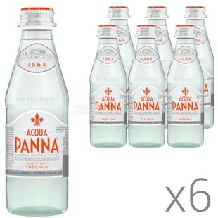 Acqua Panna, 0,25 л, Упаковка 6 шт., Аква Панна, Вода минеральная негазированная, стекло