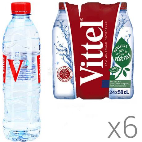 Vittel, 0,5 л, Упаковка 6 шт., Витель, Вода минеральная негазированная, ПЭТ