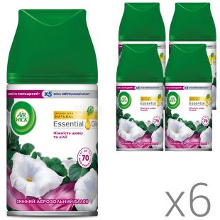 Air Wick, 250 мл, Нежность шелка и лилии, Упаковка 6 шт., сменный баллон