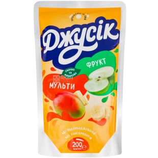 Джусік, 0,2 л, Напій соковий Мультифруктовий, з трубочкою