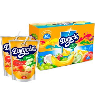 Джусік, 0,2 л, Напій соковий Мультифруктовий, з трубочкою