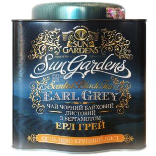  Sun Gardens, Earl Grey, 150 г, Чай Сан Гарденс, чорний з бергамотом, крупнолистовий, ж/б