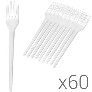 Промтус, 60 упаковок по 100 шт., Вилка пластикова, біла