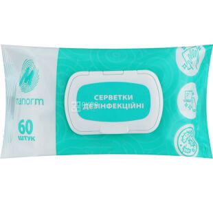 Манорм, 60 шт., Серветки дезінфекційні