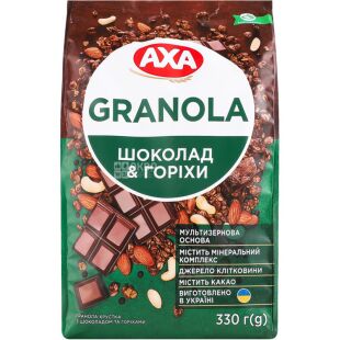AXA, 330 г, Мюсли медовые, с шоколадом и орехами, сухой завтрак, быстрого приготовления