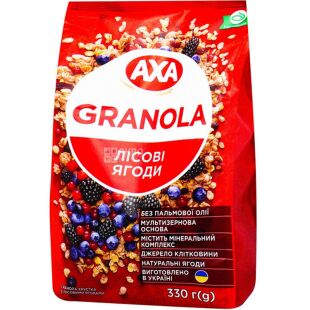 AXA, 330 г, Мюсли медовые, с ягодами, сухой завтрак, быстрого приготовления