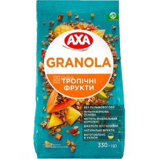AXA, 330 г, Мюсли медовые, с тропическими фруктами, сухой завтрак, быстрого приготовления