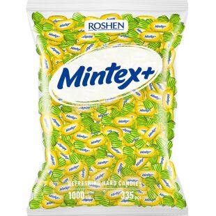 Mintex+ Lemon, 1 кг, Карамель зі смаком лимона та ментолу Мінтекс+, Рошен