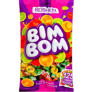 Roshen Вім-Вом, 1 кг, Цукерки карамельні фруктові Бім-Бом, Рошен