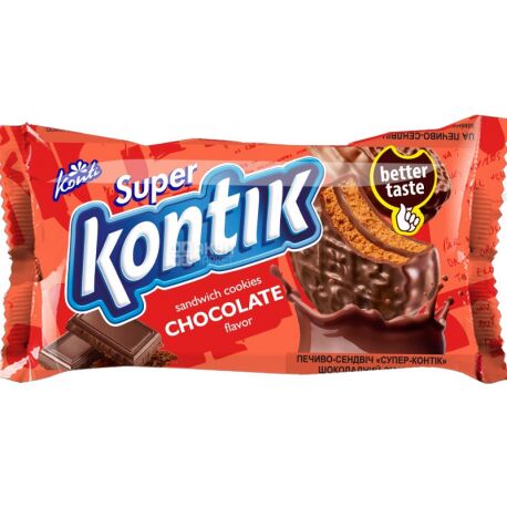 Super-Kontik, 90 г, Супер-Контик, Печенье-сэндвич, Шоколадный вкус