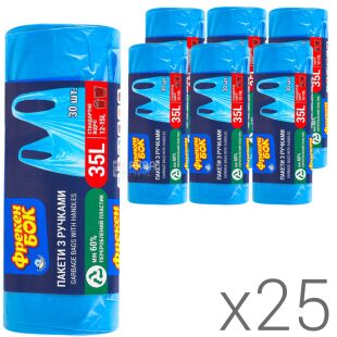 Фрекен Бок, Упаковка 25 шт. х 30 шт., Пакети для сміття, з ручками, 35 л