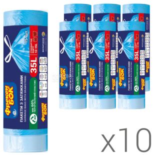 Фрекен Бок, 15 шт., 35 л, Упаковка 10 шт., Пакети для сміття, із затяжками
