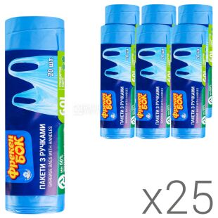 Фрекен Бок, 20 шт., 60 л, Упаковка 25 шт., Пакети для сміття, з ручками