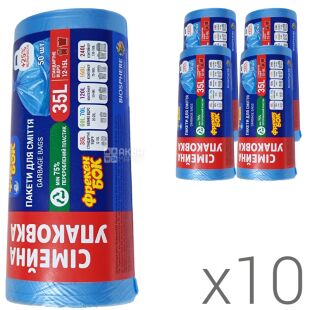 Фрекен Бок, 50 шт., Упаковка 10 шт., Пакети для сміття, міцні, 35 л