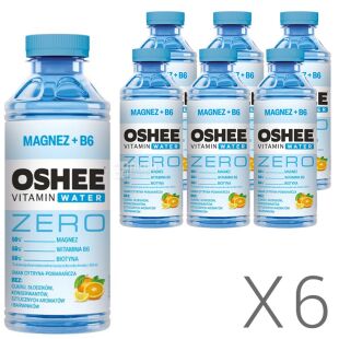 OSHEE Vitamin Water Zero, Упаковка 6 шт. х 0,555 л, Напій негазований вітамінізований Лимон-Апельсин Оші, без цукру, ПЕТ