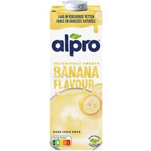 Alpro, Soya Banana, 1 л, Алпро, Соевое молоко, со вкусом банана, витаминизированное
