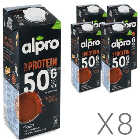 Alpro Plant Protein Chocolate, Pack of 8 pcs. x 1 l, Alpro, Soy milk with  protein and chocolate flavor - buy Soy milk in Lviv, water delivery  AquaMarket