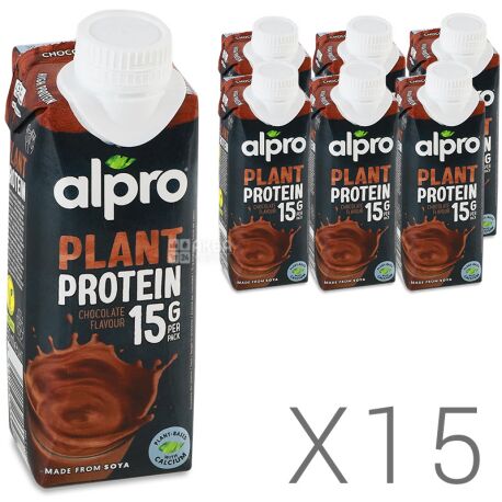 Alpro Plant Protein Chocolate, Pack of 15 pcs. x 250 ml, Alpro, Soy milk  with protein and chocolate flavor - buy Soy milk in Kyiv, water delivery  AquaMarket