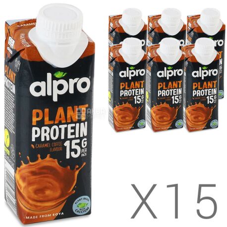 Alpro Plant Protein Caramel coffee, Pack of 15 pcs. x 250 ml, Alpro, Soy  milk with protein and coffee caramel flavor - buy Soy milk in Odessa, water  delivery AquaMarket