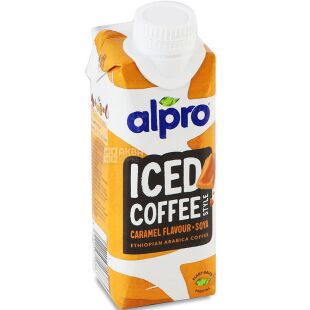 Alpro Iced coffee Caramel, 0,25 л, Холодна кава зі смаком Карамелі на соєвому молоці Алпро