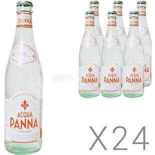 Acqua Panna, 0,5 л, Упаковка 24 шт., Аква Панна, Вода минеральная негазированная, стекло