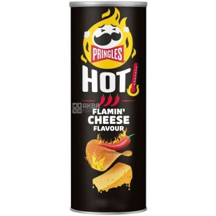 Pringles Flame Extra Hot Cheese Chilli, 160 г, Чипси картопляні, Прінглс Сир та Чилі, тубус