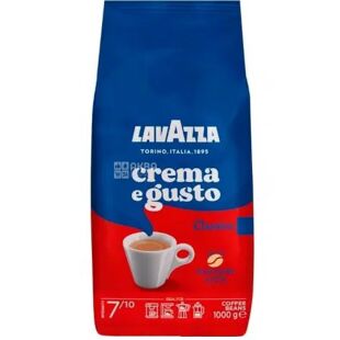 Lavazza Crema e Gusto, 1 кг, Кава в зернах темного обсмажування Лавацца, купаж