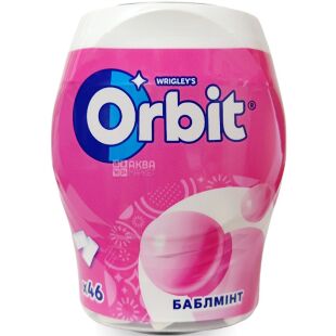 Orbit Bubblemint, 46 шт., Орбіт, Жувальна гумка, Бабблмінт, у банці, без цукру