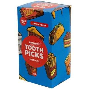 Linpac, 1000 шт., Зубочистки бамбукові, в індивідуальній паперовій упаковці