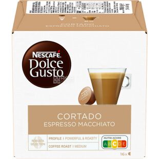 Nescafe Dolce Gusto Cortado Espresso Macchiato, 16 шт. х 6.3 г, Нескафе Дольче Густо, Кава в капсулах Кортадо Еспресо Макіато