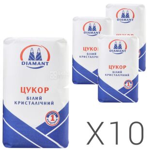 Diamant, Упаковка 10 шт. х 1 кг, Сахар-песок Диамант, белый кристаллический