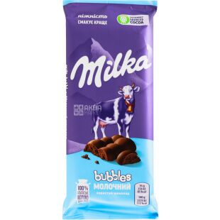 Milka Bubbles, 90 г, Мілка Баблс, Молочний шоколад пористий