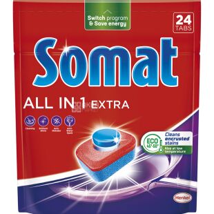 Somat All in 1, 24 шт., Таблетки для посудомоечной машины