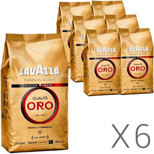 Lavazza Oro Original, Упаковка 6 шт. х 1 кг, Кава в зернах середнього обсмаження Лавацца, 100% арабіка