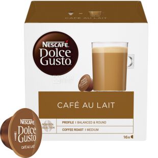 Nescafe Dolce Gusto Cafе Au Lait, 16 шт., Кофе Нескафе Дольче Густо Кафе, темной обжарки, в капсулах