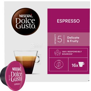 Nescafe Dolce Gusto Espresso, 16 шт., Кава Нескафе Еспрессо, середнього обсмаження, в капсулах